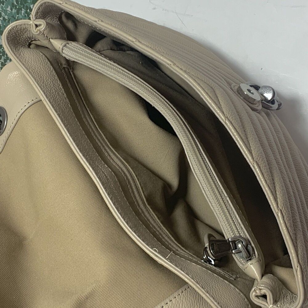 Rebecca Minkoff Quilted Leather Cream Neutral  Flap Shoulder Crossbody Purse - Picture 13 of 16